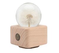 SOLUSTRE Boîte à Musique Boule de Cristal, Ornement de Boule de Cristal, Base en Bois de Hêtre, 1 Pc, Motif Fleur Préservée, pour Bureau et Hôtel