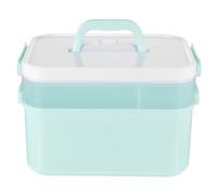 SOLUSTRE Boîte à Outils de Nail Art Portable en PP Bleu Design Simple et Généreux, Facile à Transporter, Rangement de Vernis à Ongles et Gel Ongles en Salon Professionnel