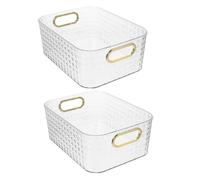 SOLUSTRE Boîte de Rangement Cosmétique en Plastique 2pcs Rectangle pour Salle de Bain et Dortoir, Résistante à l'usure, Facile à Utiliser, Organisateur de Maquillage