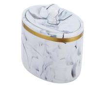 SOLUSTRE Boîte de Rangement pour Cotons-tiges en Résine Motif Marbre avec Couvercle 200ml, Organisateur de Bureau et Porte-Maquillage pour Salle de Bain