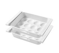 SOLUSTRE Boîte de Rangement Œufs Réfrigérateur, en PP, 2 Pièces, Blanche, Drainage pour Limiter L’Humidité, Maison Légumes