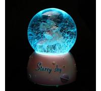 SOLUSTRE Boîte Musicale Boule de Cristal Décoration Licorne Magique Lampe Lumineuse Élégante Compacte pour Bureau et Chambre