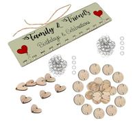SOLUSTRE Calendrier Bois à Suspendre DIY Plaque Ronde et Cœur Tableau Rappel Anniversaire Décoratif Cadeau Fête des Mères et Mariage Décoration Murale Maison