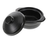 SOLUSTRE Casserole en Céramique Noire 1,26l Couvercle et Doubles Poignées, pour Braiser et Mijoter Cuisine Maison ou Restaurant