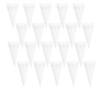 SOLUSTRE Cônes de Confettis Facile à Rouler 20 en Papier Blanc pour Mariage Design en Dentelle Ajourée 20 Pièces pour Décoration Buffet ou Fête D'anniversaire