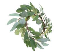 SOLUSTRE Couronne Décorative de Chandelier en Eucalyptus Artificiel Vert, Mini Couronne de Bougie en Tissu Soie et Fer, Design Rustique Élégant pour Décoration de Mariage et Tables