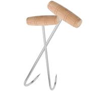 SOLUSTRE Crochet De Boucher En Acier Inoxydable Avec Manche En Bois Crochet À Viande Pour Suspendre La Viande Pour Chasseurs Et Spécialistes Du Barbecue Pour Grill BBQ Lot De 2 20.00 X