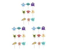 SOLUSTRE Décoration Gâteau Anniversaire 27pcs en Papier et Bâtons Bambou Effet Décoratif Unique pour Garçon et Filles Fête Gâteau Décorations Colorées et Créatives