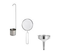 SOLUSTRE Ensemble 3 Pièces Entonnoirs en Acier Inoxydable Résistants à L'usure Passoire et Cuillère 25 Ml, Entonnoir Pratique Réutilisable Cuisine et Vin