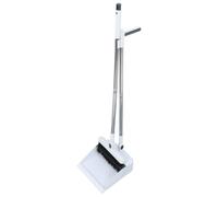 SOLUSTRE Ensemble en Balai Pelle Blanc Pliables et avec 36,7 Pouces Acier Inoxydable, Brosse Rotative 180° et Poils Antiadhésifs pour Nettoyage Maison
