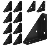 SOLUSTRE Équerre D'angle Triangulaire en Fer Noir à 90 Degrés pour Armoire, Support Polyvalent Offrant une Stabilité Supplémentaire, pour Meuble Suspendu