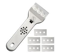 SOLUSTRE Grattoir pour Plaque de Cuisson en Céramique en Acier Inoxydable 5 Lames de Rechange, Outil Ergonomique pour Nettoyage Complet Cuisine et Balcon