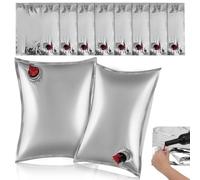 SOLUSTRE Lot de 10 Pochettes à Boisson Rechargeables 5l avec Valve à Clapet, Pochette à Vin en Plastique Réutilisable, Étanche et Compacte, pour Voyage et Stockage Boisson Maison