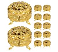 SOLUSTRE Lot de 12 Boîtes à Bonbons en Plastique Pp Or Motif Embossé, Boîte de Rangement Chic et Délicate pour Mariage et Fêtes, Contenant Dragées Élégant