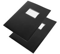 SOLUSTRE Lot de 2 Dossiers en Papier Pp Noir à Double Poche pour Tri et Rangement de Documents, pour Bureau et Organisation des Fichiers