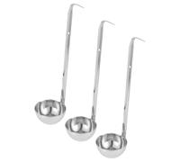 SOLUSTRE Lot de 3 Louches à Soupe en Acier Inoxydable avec Long Manche et Crochet, Ustensiles de Service de Restaurant Cuisine Professionnelle et Domestique