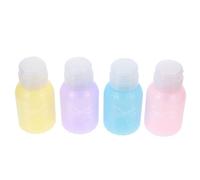 SOLUSTRE Lot de 4 Flacons Presse en Plastique Couleur Macaron avec Nœud Décoratif, Faciles à Remplir et Empêchant L'évaporation, Bouteilles Multi-usages Pratiques pour Voyage