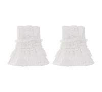 SOLUSTRE Manchettes en Dentelle Blanche pour Femmes, Paire de Poignets de Chemise en Chiffon Extensible, Confortables et Élégantes, Tenue Chic