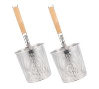 SOLUSTRE Passoire à Pâtes Argenté, Design Perforé Empilable, Égouttage 2 Pièces Panier à Nouilles en Acier Inoxydable pour Spaghetti et Hot Pot Épicé, Cuisson