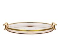 SOLUSTRE Plateau de Service Décoratif Léger avec Bordure Dorée et Poignée, Plateau de Rangement en Pet Abs pour Présent Pendaison de Crémaillère