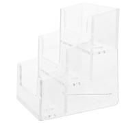 SOLUSTRE Porte-cartes de Visite de Table Transparent à Trois Niveaux en Ps | Compact, Moderne et Robuste, Grosse Capacité, Toucher Agréable, pour Bureau, Salon Professionnel et Accueil