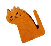 SOLUSTRE Porte-ruban Bords Lisses Marron Adhésif en Bois Adorable Forme Chat Style Rétro Portable, pour Bureau et Artistiques