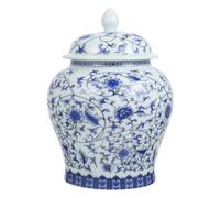 SOLUSTRE Pot à Thé en Céramique Bleu Style Chinois Rétro Couvercle Hermétique, Bocal à Thé Scellé Multifonction pour Rangement et Conservation Cuisine