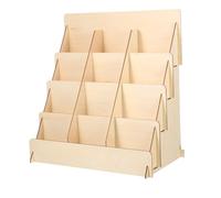 SOLUSTRE Présentoir de Cartes de Vœux en Bois à 4 Niveaux, Organiseur Polyvalent Optimisation D'espace pour Bureaux et Librairies, Style Naturel et Charme Rustique