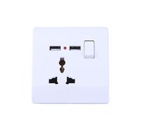 SOLUSTRE Prise Murale Double USB avec Interrupteur, Plastique Ignifuge Solide et Métal, Installation Facile, Sécurisée pour Téléphones et Appareils Numériques