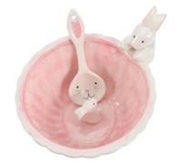 SOLUSTRE Set de Bols en Céramique Forme Lapin avec Cuillère, Bol à Dessert Facile à Nettoyer, Récipient Alimentaire Multifonction Cuisine et Repas