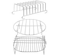 SOLUSTRE Support de Barbecue en Acier Inoxydable Cuisine, Grille Lisse et Facile à Nettoyer, Panier Vapeur Pratique et Support à Toast Argenté, 1 Set
