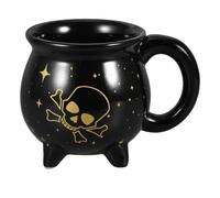 SOLUSTRE Tasse à Café de Sorcière en Céramique Noire 375ml avec Poignée Ergonomique Confortable pour Maison et Fête Design Unique et Original
