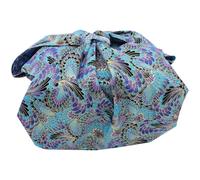 SOLUSTRE Tissu D’emballage Présent Japonerie Furoshiki 68 Cm Carré en Coton Bleu Dégradé Motif Queue de Phénix, Réutilisable et Écologique pour Boîte à Lunch et Emballage Présent Élégant