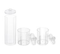 SOLUSTRE Transparente Boîte de Rangement 3 Pièces pour Cotons Démaquillants | Plastique Cristal Clair, Garde le Contenu Visible et Propre, Usage Voyage et Salle de Bain, pour Cotons et Boules