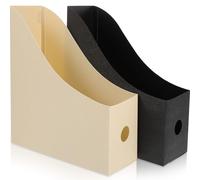 Solution De Rangement Pour Classeurs - Organiseur En Polypropylène Durable Pour Livres, Dossiers Et Documents - Noir/Beige - 27 X 24 X 9 Cm