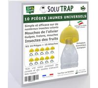 SOLUTRAP - 10 Pièges universels Jaunes - Ecologique et économique - Mouches - Guêpes - Frelons - Mouche de l'olivier