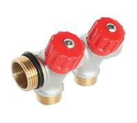 SOMATHERM Collecteur Sanitaire - Mini-Vannes Auto-Etanche - Indexable Mâle Femelle 3/4"" - 2 Sorties à Portée Plate Mâle 1/2""