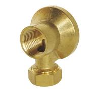 SOMATHERM FOR YOU, Applique murale pour robinet de puisage, collet battu pour tube cuivre Ø12mm, sortie femelle 1/2", corps en laiton brut, fixation rapide par patte à vis