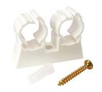 SOMATHERM FOR YOU, Attaches de fixation doubles pour tubes Ø20 mm - Lot de 10 - Support en plastique avec vis et chevilles incluses - Idéal pour maintenir 2 tubes de diamètre 20 mm