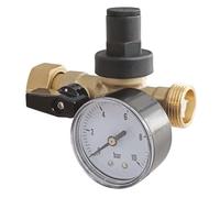 SOMATHERM FOR YOU, Bloc réducteur 3-en-1 avec clapet anti-retour, vanne et manomètre, corps en laiton nickelé, écrou tournant Mâle 20/27, compact et sans fuite, pour eau potable