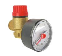 SOMATHERM FOR YOU, Bloc soupape mano pour chauffage circuit fermé, tarage 3 bars, manomètre 0-4 bars, arrivée/départ femelle 1/2", jusqu'à 45000 Kcal/h, installation verticale