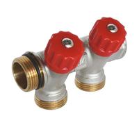 SOMATHERM Collecteur Sanitaire - Mini Vannes a Clapet - Auto-Etanche - Indexable Mâle Femelle 3/4 - 2 Sorties a Portée Conique