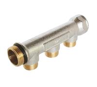 SOMATHERM FOR YOU, Collecteur de distribution 3 sorties à portée plate 1/2", mâle-femelle 3/4", entraxe 40mm, étanchéité par joint torique, idéal pour installations sanitaires et chauffage