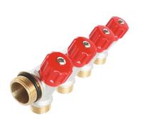 SOMATHERM FOR YOU, Collecteur de distribution 4 sorties à portée plate easy lock M15/21 avec vannes, en laiton nickelé, pour installations sanitaires et de chauffage, étanchéité optimale