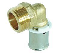 SOMATHERM FOR YOU, Coude mâle à sertir 15/21 pour tubes PER Ø12 - Installation rapide et fiable - Acier inoxydable résistant - Compatible avec outils H, U, RF - Pression max 10 bars