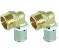 SOMATHERM FOR YOU, Coude mâle à sertir 15/21 pour tubes PER Ø20 - Raccord fiable et rapide à poser - Compatible avec outils H, U, RF - Pression max 10 bars - Norme NF, certifié ACS (Lot de 2)
