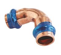 SOMATHERM FOR YOU, Courbe 90° en cuivre à sertir FF Ø12, raccord indémontable conforme EN1057, pression max 16 bars, température max 95°C, témoin de sertissage EPDM, profil V