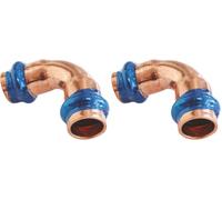 SOMATHERM FOR YOU, Courbe 90° en cuivre à sertir FF Ø14, raccord indémontable conforme EN1057, pression max 16 bars, température max 95°C, témoin de sertissage EPDM, profil V (Lot de 2)