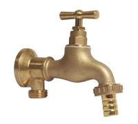 SOMATHERM for You, Kit Robinet d'arrosage orientable 15/21-20/27 en Laiton Brut avec Applique Murale sans écrou, Installation Rapide, étanchéité optimale, Pression Max 10 Bars