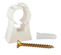SOMATHERM FOR YOU, Lot de 10 clips simples pour tube 20mm - Support avec vis et cheville inclus, diamètre de perçage 8mm, idéal pour tous tubes de 20mm, couleur blanche